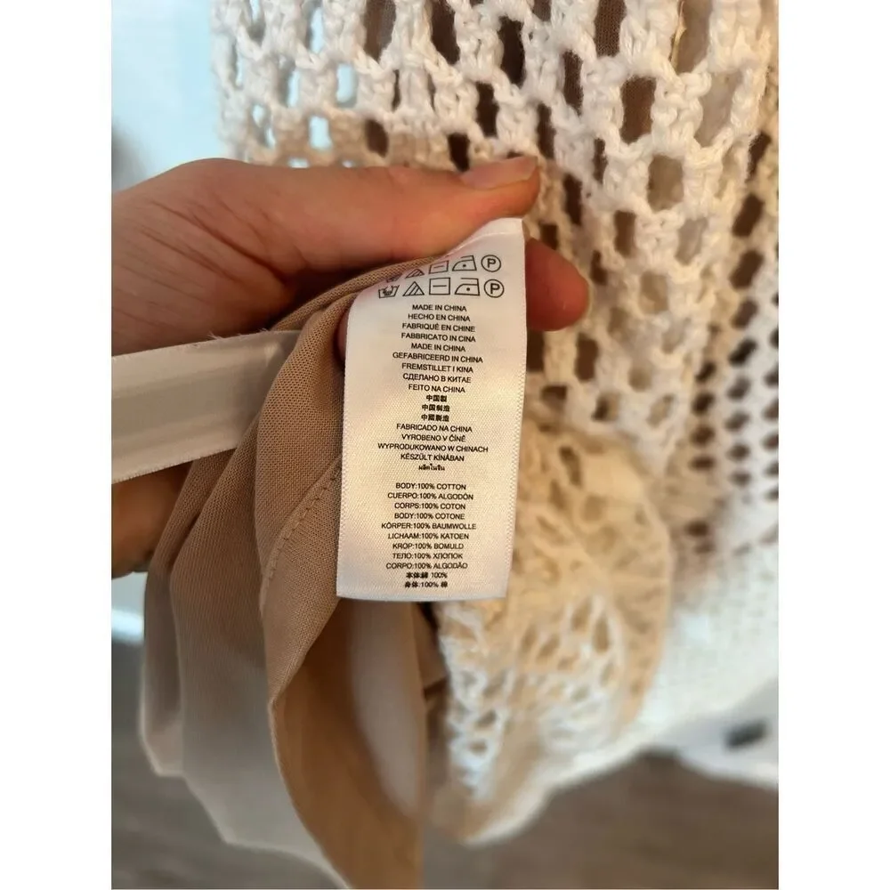 MICHAEL KORS Knit Ivory Dress knee length sleeves cotton with underdress